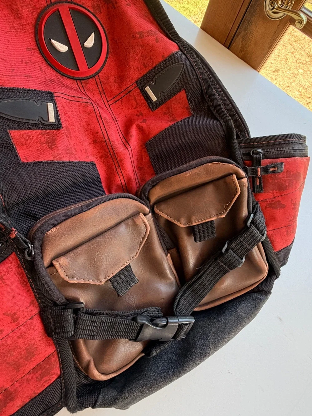 Marvel Deadpool Tactical Backpack FAIR CONDITION Large Bookbag Adjustable Straps